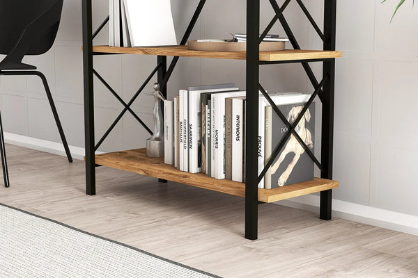 Industrial 5-Tier Tall Bookshelf | Wide Architectural Display - Karrari