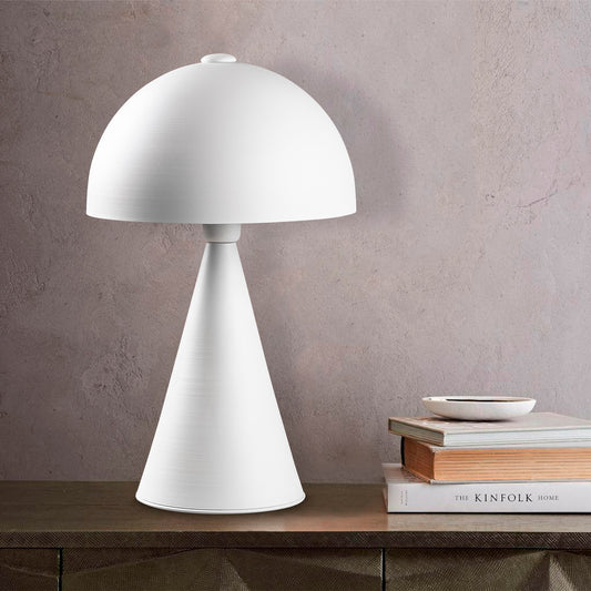 Modern Metal Mushroom Table Lamp – White