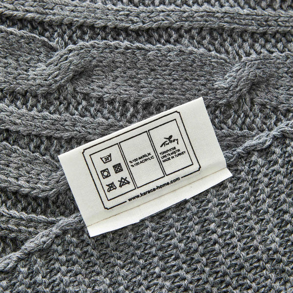 Karaca Home Cable Knit Throw – Grey, Oeko-Tex Certified Soft & Stylish Comfort - Karrari