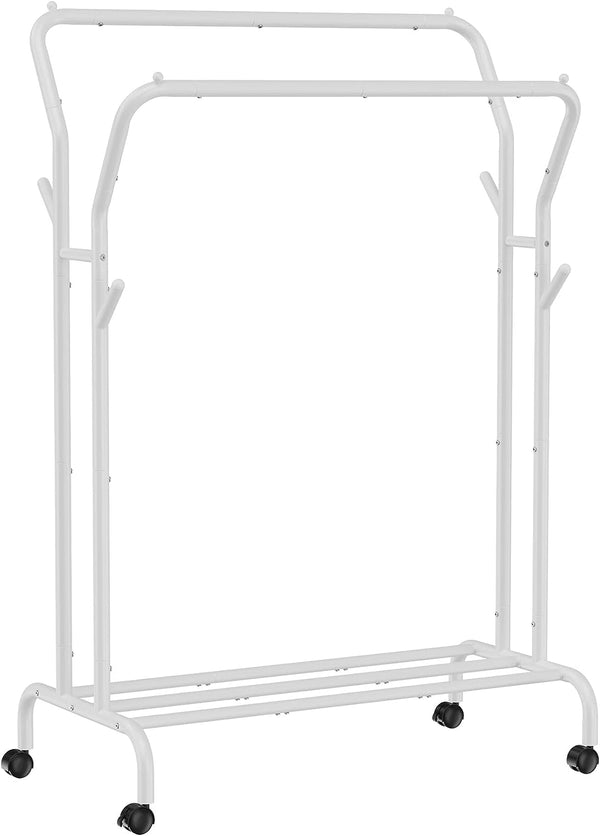Rolling Clothes Rail with Shelf – Heavy-Duty Frame - Karrari