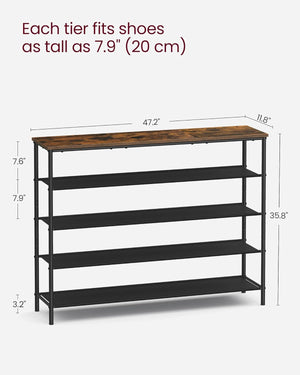 Steel Frame Shoe Storage Rack with 4 Fabric Shelves - Karrari