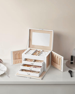 4-Level Jewellery Box with Mirror, Lock & 3 Drawers - Karrari