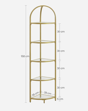 5-Tier Corner Shelf Stand with Tempered Glass - Karrari