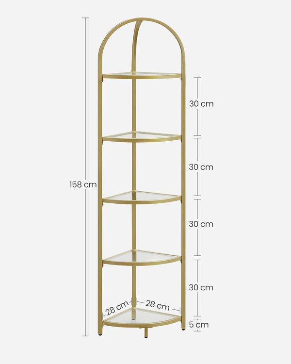 5-Tier Corner Shelf Stand with Tempered Glass - Karrari