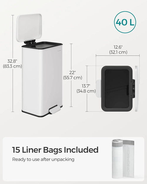 40L Steel Kitchen Pedal Bin (10.5 Gallon)