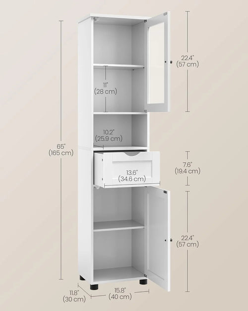 Freestanding Bathroom Cabinet with Glass Door