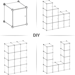 12-Cube Plastic Shoe Organizer with Doors - Karrari