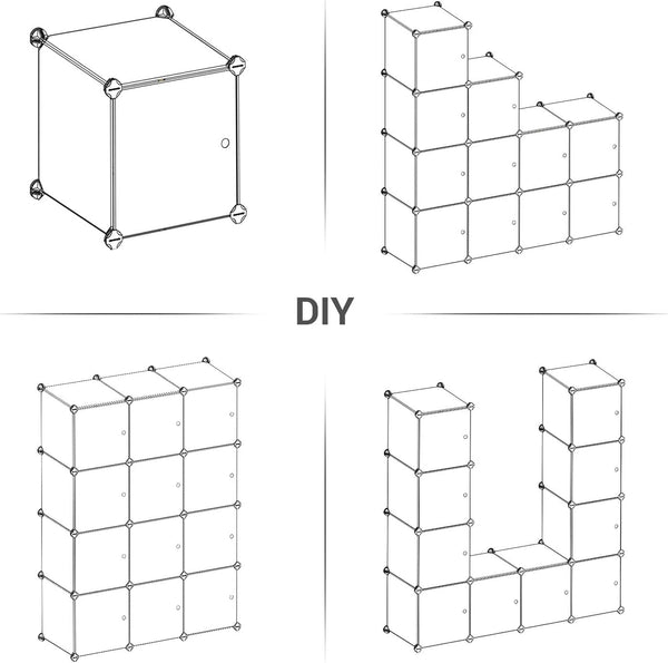 12-Cube Plastic Shoe Organizer with Doors - Karrari