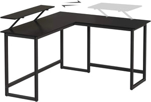L-Shaped Desk with Screen Stand