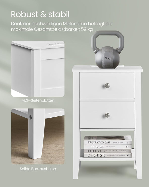 Bedside Table with Charging & Storage - Karrari