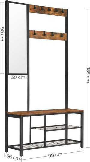 Coat Rack with Mirror, Bench & Shoe Storage - Karrari