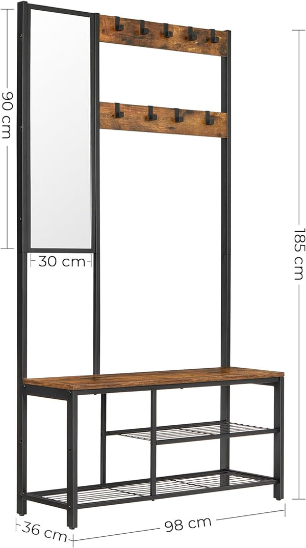 Coat Rack with Mirror, Bench & Shoe Storage - Karrari
