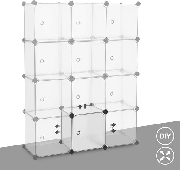 12-Cube Plastic Shoe Organizer with Doors - Karrari