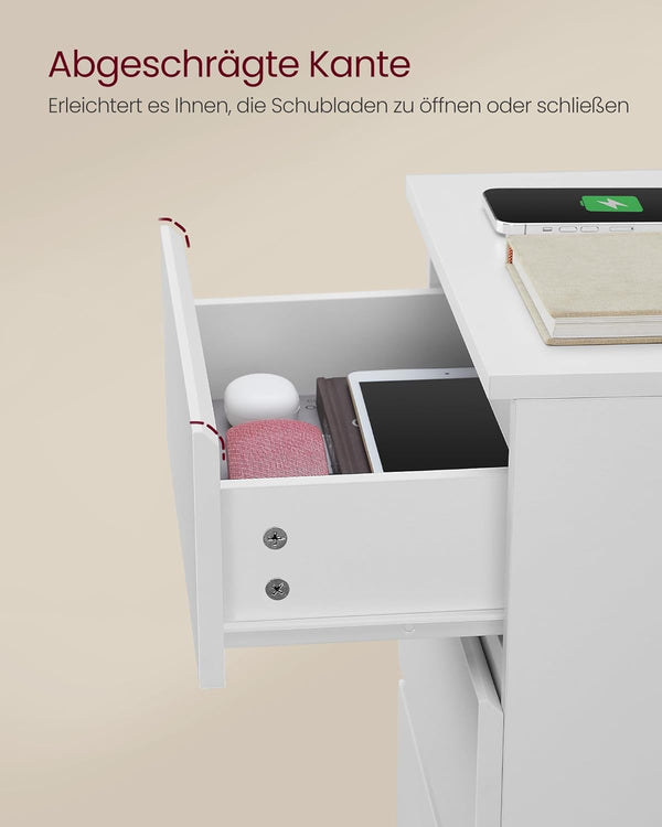 3-Drawer Bedside Table with Charging Ports - Karrari
