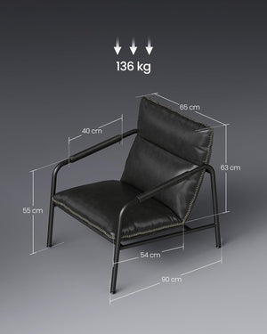 Mid-Century Armchair with Armrests - Ink Black - Karrari