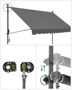 Balcony Awning - Adjustable Sun Shade with Crank Handle - Karrari
