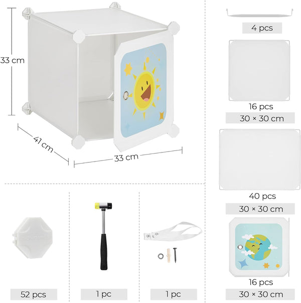 DIY Wardrobe Storage Cabinet - 16 Cubes & 4 Rods - Karrari