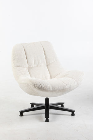 Beige Bouclé Lounge Chair with Black Metal Base - Karrari