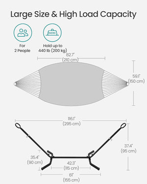 Freestanding Hammock with Adjustable Metal Frame
