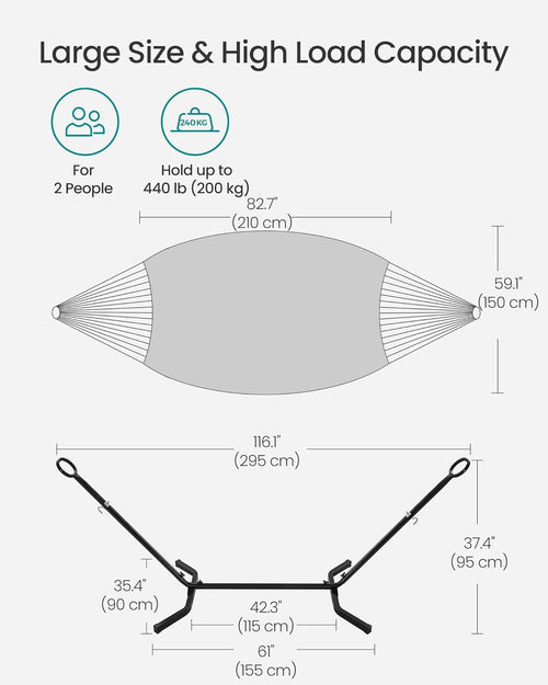 Freestanding Hammock with Adjustable Metal Frame
