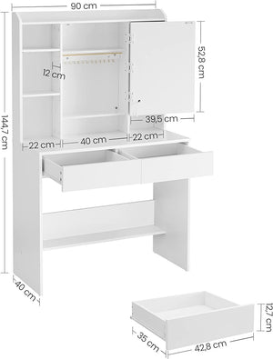 Dressing Table with LED Mirror, Shelves & Drawers - Karrari
