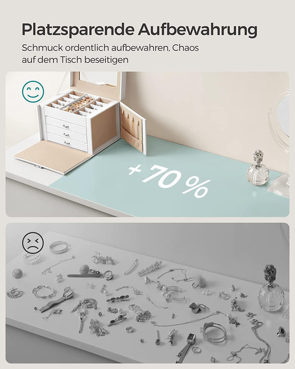 4-Level Jewellery Box with Mirror, Lock & 3 Drawers - Karrari