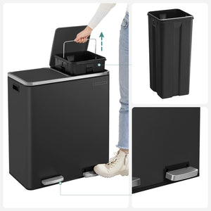 Double Kitchen Pedal Bin 2×30L (Waste & Recycling) - Karrari