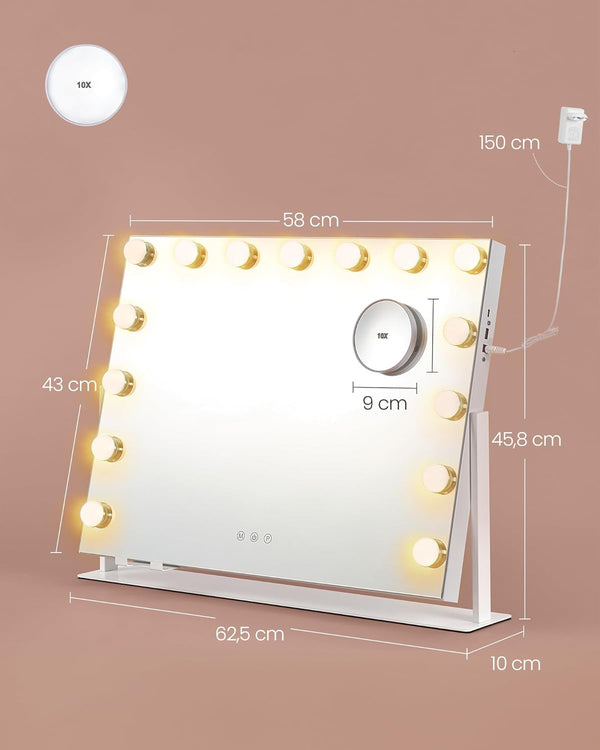 Cosmetic Mirror with 15 LED Bulbs Lighting - Karrari