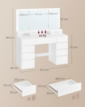 LED Makeup Vanity with Storage - Tool-free