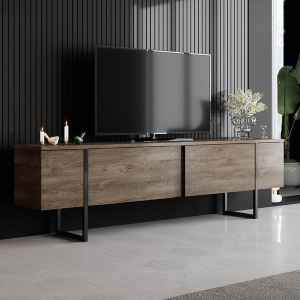 Modern Industrial TV Unit – Walnut-Black - Karrari