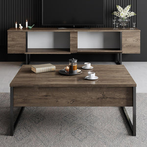 Modern Industrial TV Unit – Walnut-Black - Karrari