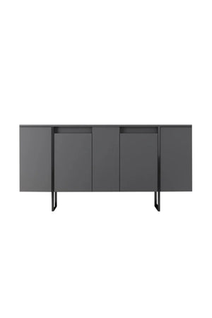 Modern Minimalist Sideboard – Charcoal Grey & Matte Black Steel - Karrari