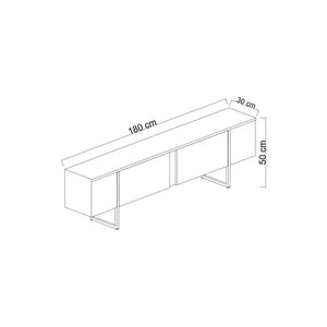 Obsidian Stone Media Console – Textured Melamine & Gold-Finish Steel - Karrari