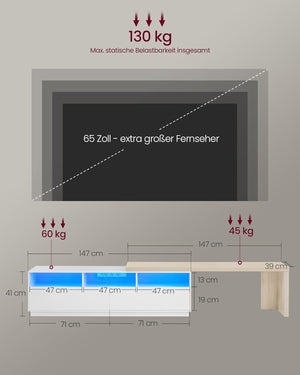 Modern Adjustable TV Unit with LED & Power Strip