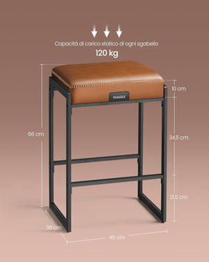 Set of 2 Mid-Century Faux Leather Bar Stools - Karrari