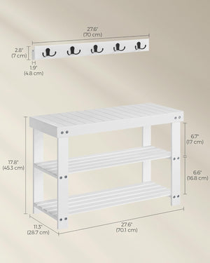Coat Rack & Shoe Bench Set – 5 Hooks, 3-Tier - Karrari