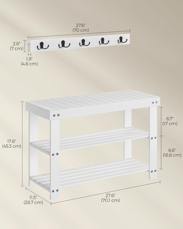Coat Rack & Shoe Bench Set – 5 Hooks, 3-Tier - Karrari