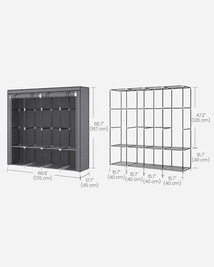 Clothes Wardrobe with 4 Hanging Rails - Karrari