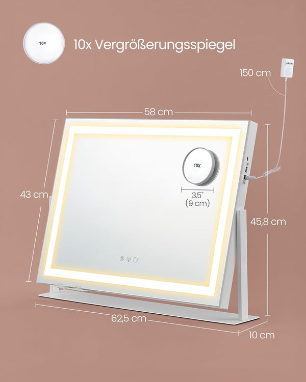 Makeup Mirror with Lighting - Matte White - Karrari
