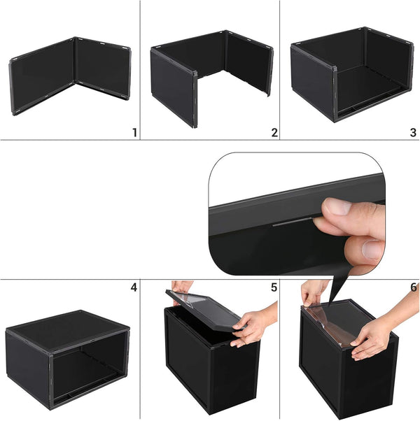6 Stackable Black Shoe Boxes with Door - Karrari