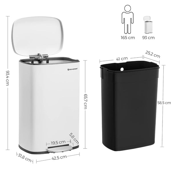 50L Steel Pedal Waste Bin with Soft-Close Lid - Karrari