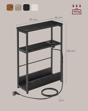 Side Table - Charging Port & Shelves - Karrari