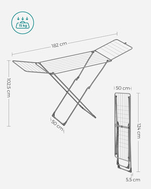 Free-Standing Clothes Airer with Wings - Indoor/Outdoor - Karrari