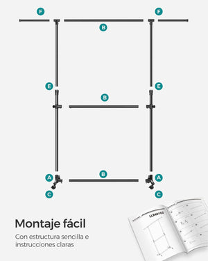 Double Clothes Rail on Wheels – Extendable & Adjustable