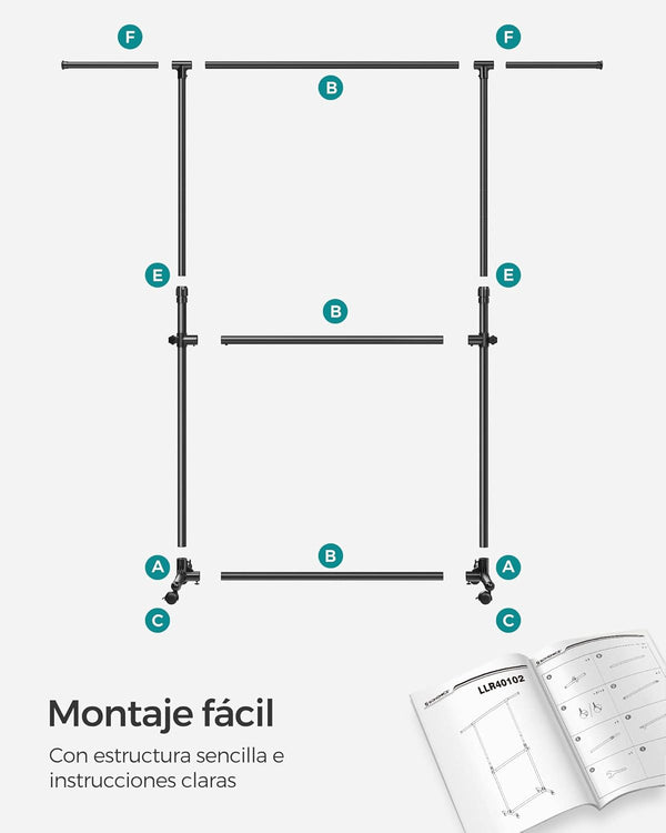 Double Clothes Rail on Wheels – Extendable & Adjustable
