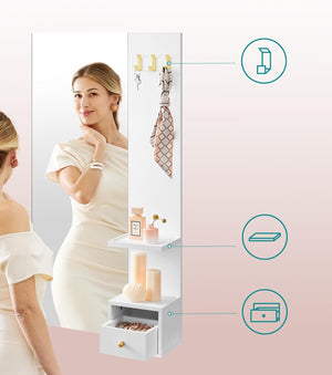Wall Mirror with Storage & Hooks - Karrari