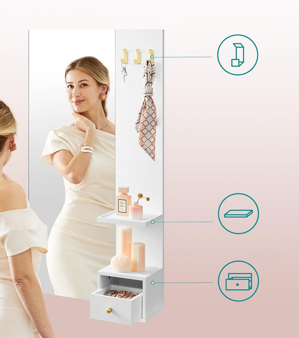 Wall Mirror with Storage & Hooks - Karrari