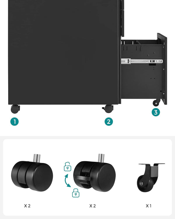 3-Drawer Filing Cabinet with Lock - Karrari