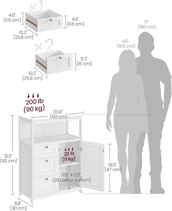 Freestanding Storage Cabinet with 3 Drawers