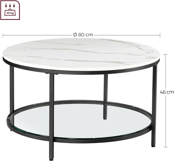 Coffee Table with Glass Top & Storage - Karrari